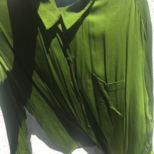 Zara green dress long sleeve button up